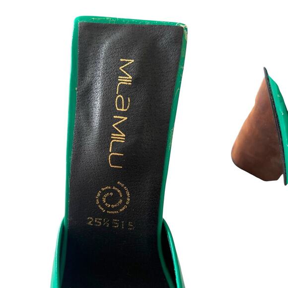 Mila Mila Women’s Leather Squared Toe Heels Green Made in Mexico MX 25.5 US 7.5 - Picture 3 of 7